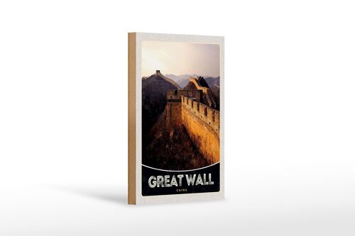 Holzschild Reise 12x18 cm China Asien Chinesische Mauer 1222km