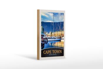 Panneau en bois voyage 12x18 cm Cape Town Afrique du Sud Yacht Montagnes Mer 1