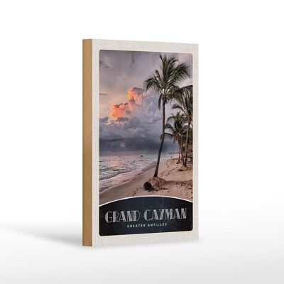 Cartel de madera viaje 12x18 cm Gran Caimán Isla Caribe América