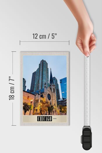 Panneau en bois voyage 12x18 cm Chicago America city gratte-ciel vacances 4