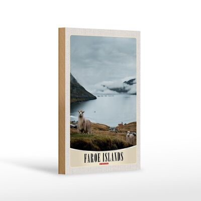Cartel de madera viaje 12x18 cm Dinamarca Islas Feroe vacaciones ovejas