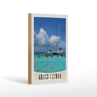 Cartello in legno da viaggio 12x18 cm Grand Cayman Island America Yacht