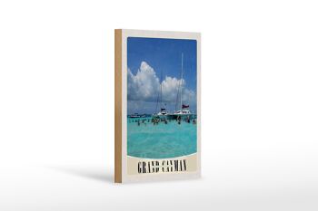 Panneau en bois voyage 12x18 cm Grand Cayman Island America Yacht 1