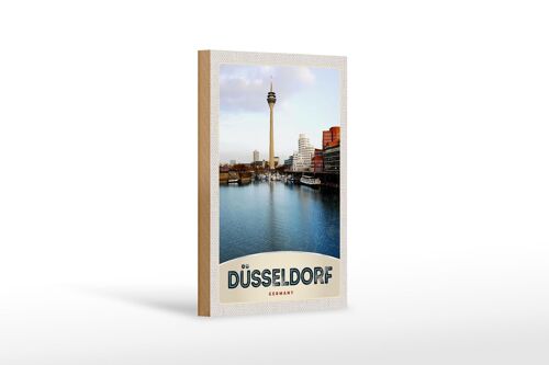 Holzschild Reise 12x18 cm Deutschland Düsseldorf Fernsehturm