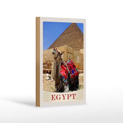 Cartel de madera viaje 12x18 cm Egipto África camello vacaciones en el desierto