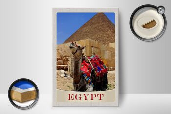 Panneau en bois voyage 12x18 cm Egypte Afrique chameau désert vacances 2