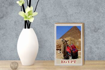 Panneau en bois voyage 12x18 cm Egypte Afrique chameau désert vacances 3