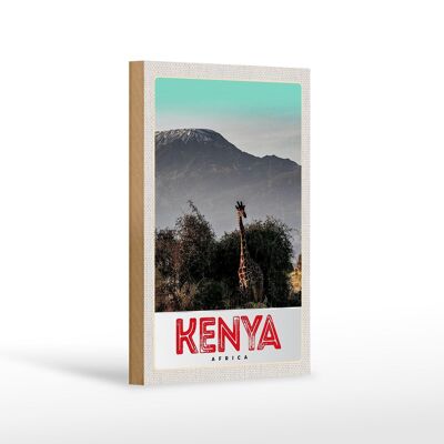 Cartel de madera de viaje 12x18 cm Kenia África Oriental Jirafa Naturaleza salvaje