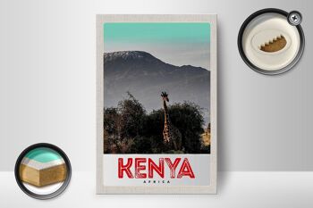 Panneau en bois voyage 12x18 cm Kenya Afrique de l'Est Girafe Wilderness Nature 2