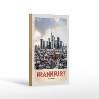 Cartel de madera de viaje 12x18 cm Ciudad de Frankfurt rascacielos casco antiguo