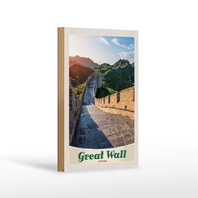 Cartello in legno da viaggio 12x18 cm Cina Grande Muraglia Cinese alta 500 m