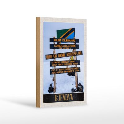 Cartello in legno da viaggio 12x18 cm Kenya Africa Monte Kilimanjaro 5895 M