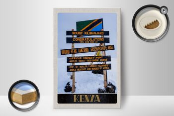 Panneau en bois voyage 12x18 cm Kenya Afrique Mont Kilimandjaro 5895 M 2