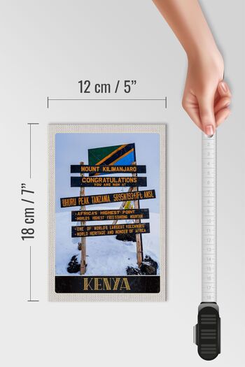 Panneau en bois voyage 12x18 cm Kenya Afrique Mont Kilimandjaro 5895 M 4