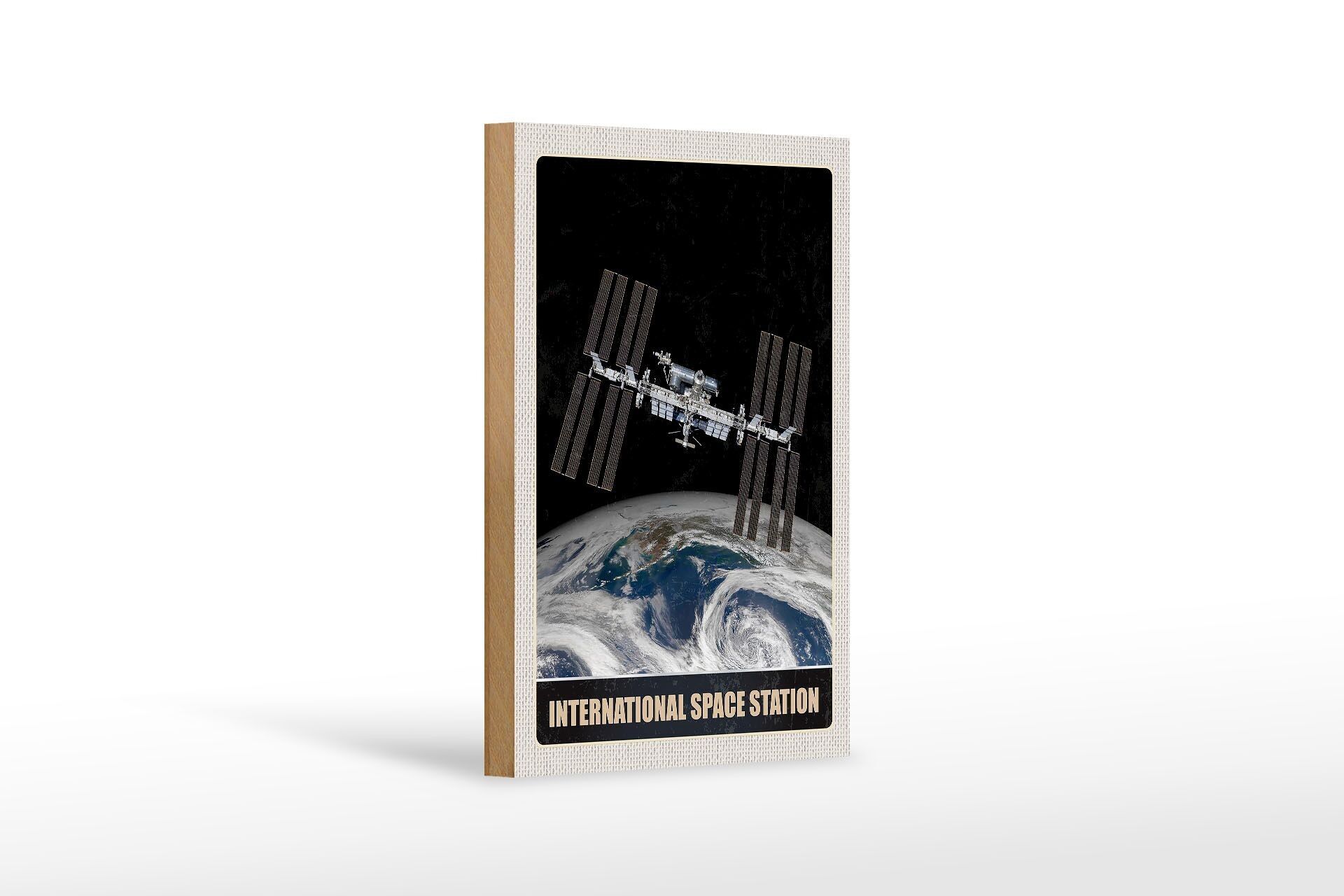 Cartello in legno da viaggio 12x18 cm parabola spaziale terra