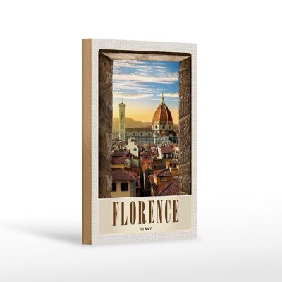 Cartello in legno da viaggio 12x18 cm Firenze centro storico chiesa architettura