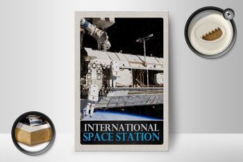 Panneau en bois voyage 12x18 cm Espace Station Spatiale Internationale 2