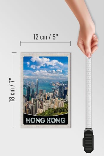 Panneau en bois voyage 12x18 cm gratte-ciel de Hong Kong City 4