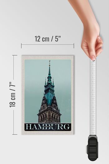 Panneau en bois Voyage 12x18 cm Architecture d'église de Hambourg Allemagne 4