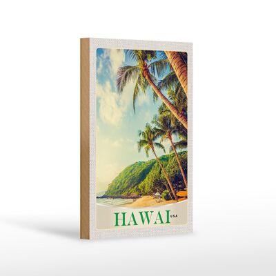 Cartello in legno da viaggio 12x18 cm Hawaii USA America isola spiaggia mare