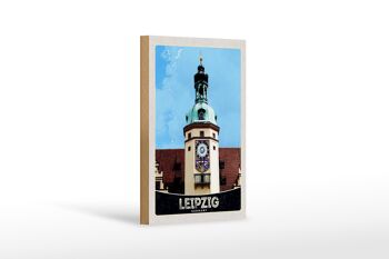 Panneau en bois voyage 12x18 cm Leipzig Allemagne église visite de la ville 1