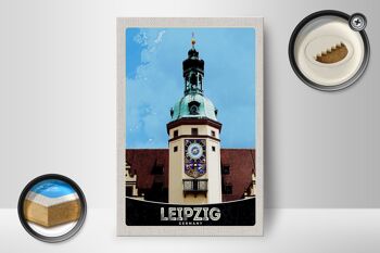 Panneau en bois voyage 12x18 cm Leipzig Allemagne église visite de la ville 2