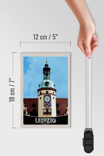Panneau en bois voyage 12x18 cm Leipzig Allemagne église visite de la ville 4