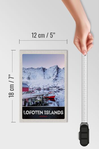 Panneau en bois voyage 12x18 cm Île Lofoten Norvège neige d'hiver 4