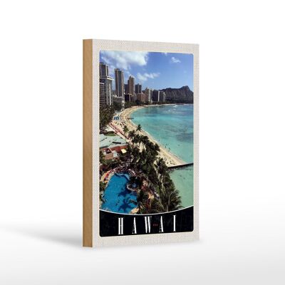Cartello in legno da viaggio 12x18 cm Hawaii Island America USA vacanza spiaggia
