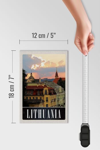 Panneau en bois voyage 12x18 cm Lituanie Peinture de bâtiment médiéval 4