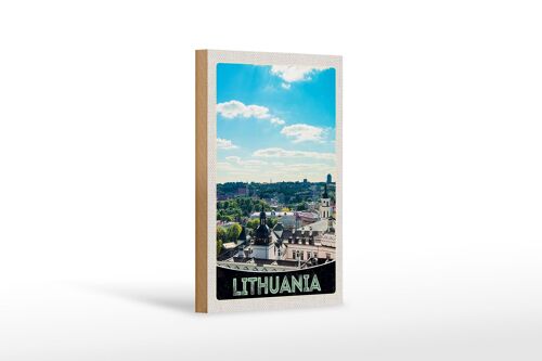Holzschild Reise 12x18 cm Aussicht auf Litauen Urlaub Stadttour