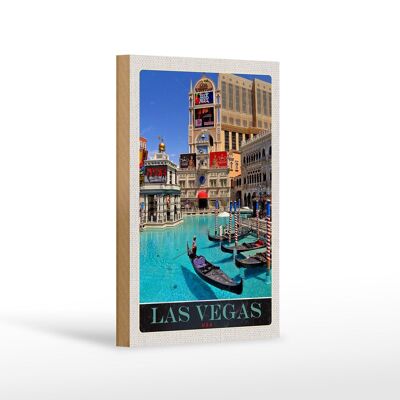 Cartel de madera viaje 12x18 cm Las Vegas paseo en barco EE.UU. Casino America