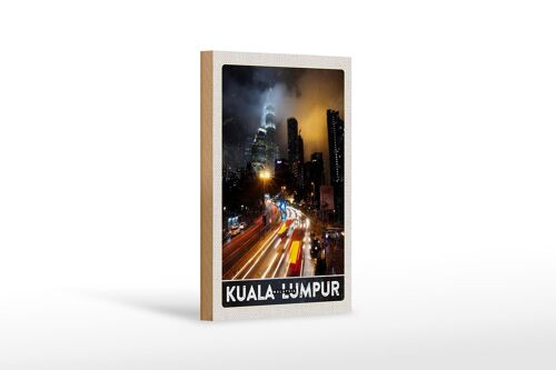 Holzschild Reise 12x18 cm Kuala Lumpur Malaysia Asien Nacht