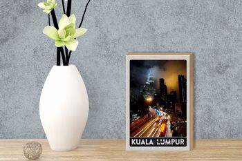 Panneau en bois voyage 12x18 cm Kuala Lumpur Malaisie Asie nuit 3