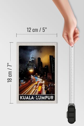 Panneau en bois voyage 12x18 cm Kuala Lumpur Malaisie Asie nuit 4