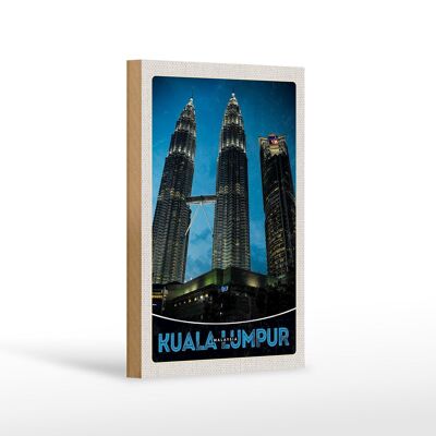 Cartello in legno da viaggio 12x18 cm Grattacieli di Kuala Lumpur Malesia