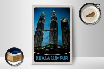 Panneau en bois voyage 12x18 cm gratte-ciel de Kuala Lumpur Malaisie 2