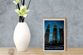 Panneau en bois voyage 12x18 cm gratte-ciel de Kuala Lumpur Malaisie 3