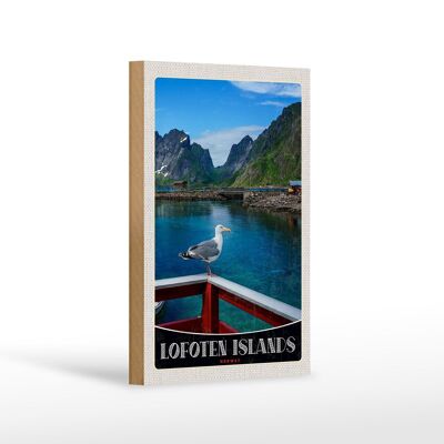 Cartello in legno da viaggio 12x18 cm Isola delle Lofoten Norvegia casa sul fiume