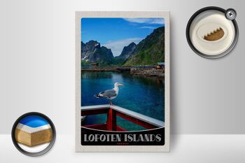 Panneau en bois voyage 12x18 cm Île Lofoten Norvège maison fluviale 2