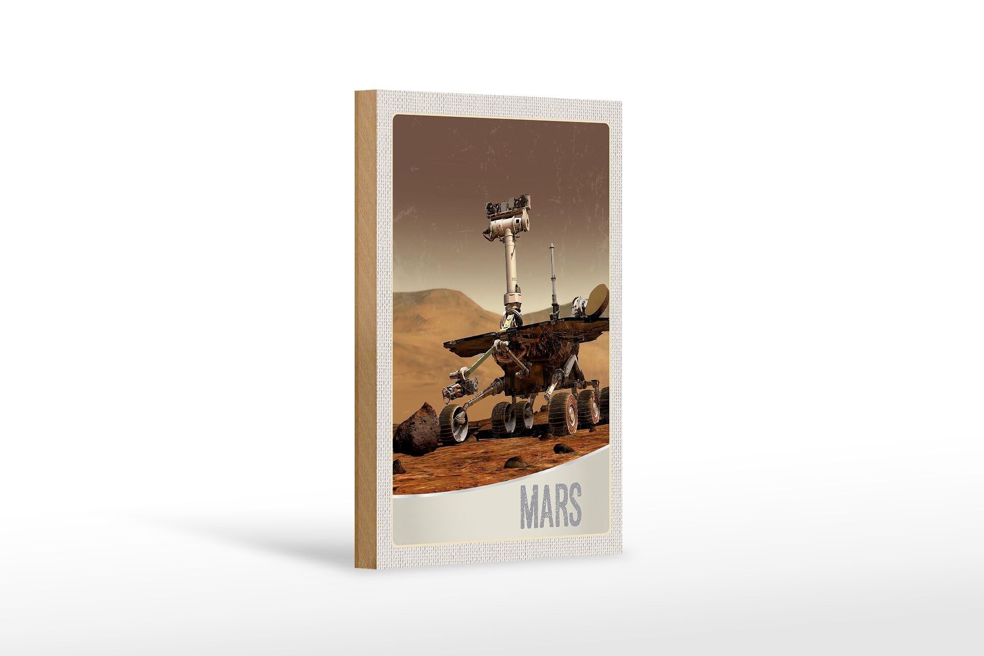 Cartello da viaggio in legno 12x18 cm Spazio Mars Rover Curiosity Galactic