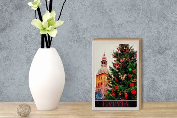 Panneau en bois voyage 12x18 cm Lettonie Europe Noël Hiver 3