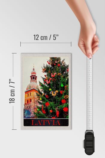 Panneau en bois voyage 12x18 cm Lettonie Europe Noël Hiver 4