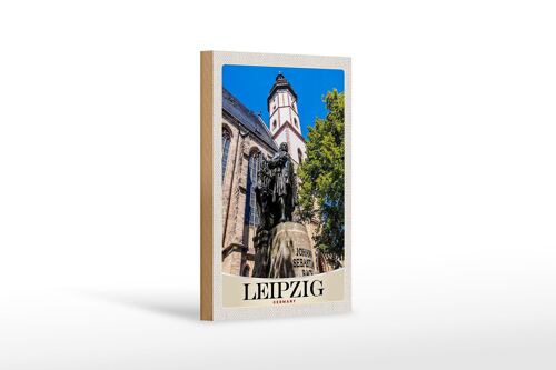 Holzschild Reise 12x18 cm Leipzig Skulptur Johann Sebastian Bach