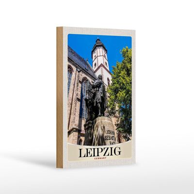 Panneau en bois voyage 12x18 cm sculpture Leipzig Johann Sebastian Bach