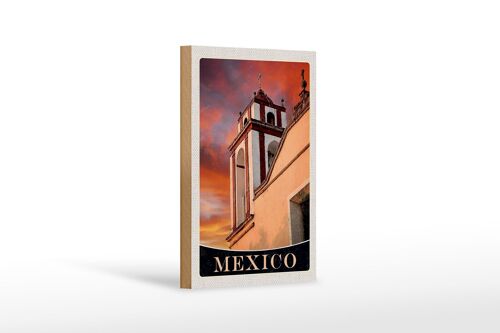 Holzschild Reise 12x18 cm Mexiko Amerika USA Mittelalter Kirche