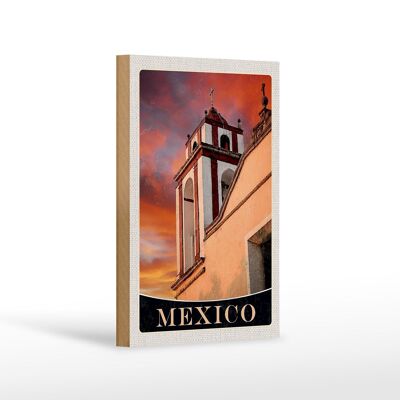 Cartel de madera viaje 12x18 cm México América Estados Unidos Iglesia Edad Media