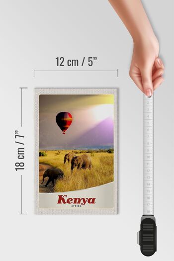 Panneau en bois voyage 12x18 cm Kenya Afrique éléphants montgolfière 4