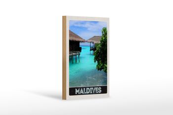 Panneau en bois voyage 12x18 cm Maldives Amérique Île Mer Soleil 1