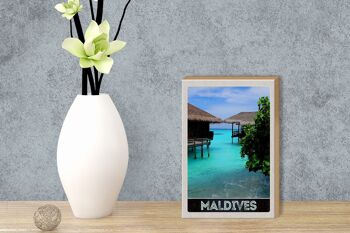 Panneau en bois voyage 12x18 cm Maldives Amérique Île Mer Soleil 3